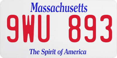 MA license plate 9WU893