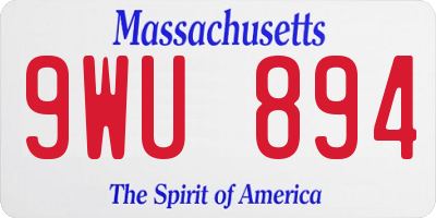 MA license plate 9WU894