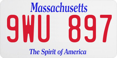 MA license plate 9WU897