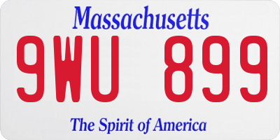 MA license plate 9WU899