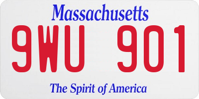 MA license plate 9WU901