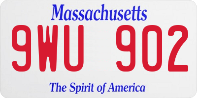 MA license plate 9WU902
