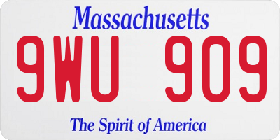 MA license plate 9WU909