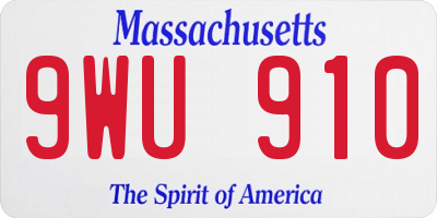 MA license plate 9WU910