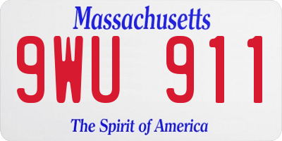 MA license plate 9WU911