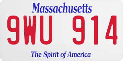 MA license plate 9WU914
