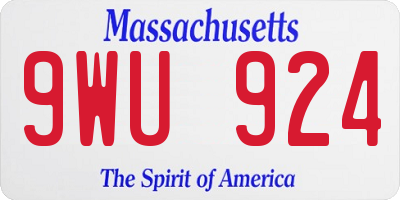 MA license plate 9WU924