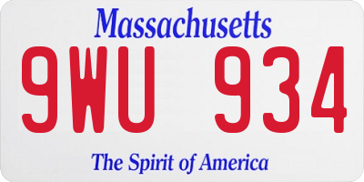 MA license plate 9WU934
