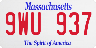 MA license plate 9WU937