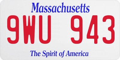 MA license plate 9WU943