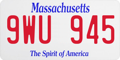 MA license plate 9WU945