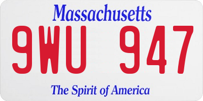 MA license plate 9WU947