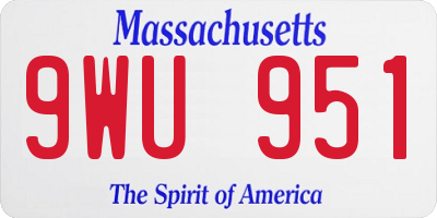 MA license plate 9WU951