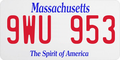 MA license plate 9WU953