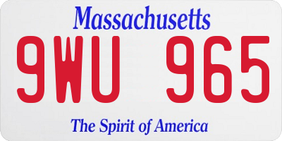 MA license plate 9WU965