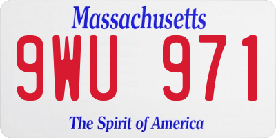 MA license plate 9WU971