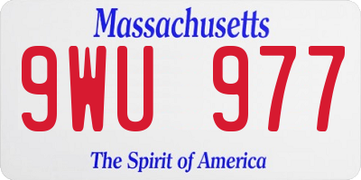 MA license plate 9WU977