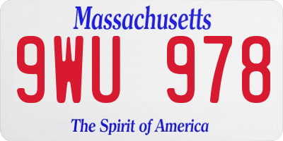 MA license plate 9WU978