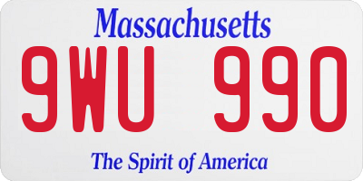 MA license plate 9WU990
