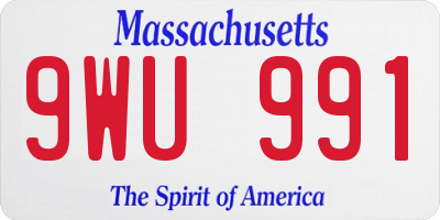 MA license plate 9WU991