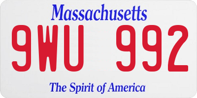 MA license plate 9WU992