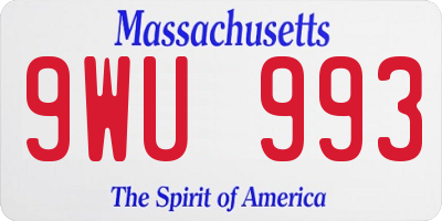 MA license plate 9WU993