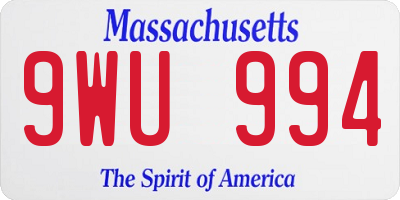 MA license plate 9WU994