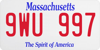 MA license plate 9WU997