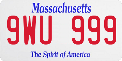 MA license plate 9WU999