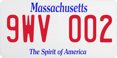 MA license plate 9WV002