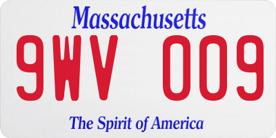MA license plate 9WV009