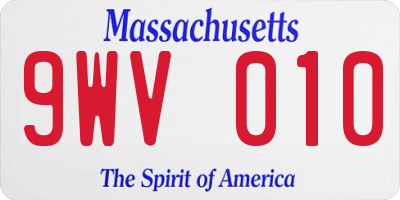 MA license plate 9WV010