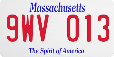 MA license plate 9WV013