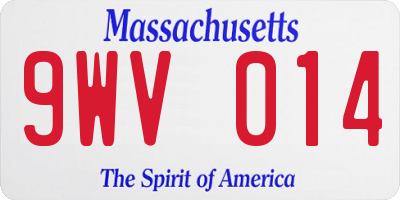 MA license plate 9WV014