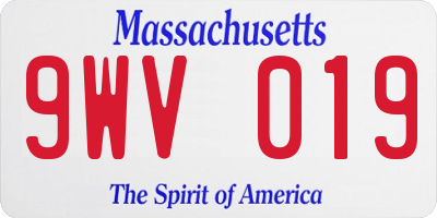 MA license plate 9WV019