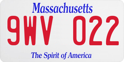 MA license plate 9WV022