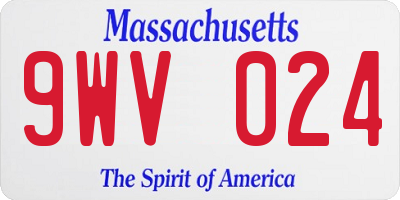 MA license plate 9WV024