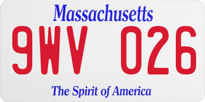 MA license plate 9WV026