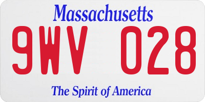 MA license plate 9WV028
