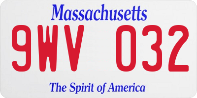 MA license plate 9WV032