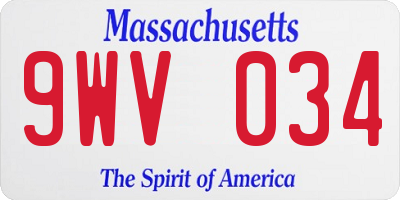 MA license plate 9WV034