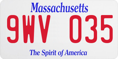 MA license plate 9WV035