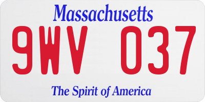 MA license plate 9WV037