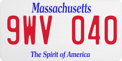 MA license plate 9WV040
