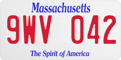 MA license plate 9WV042