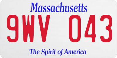 MA license plate 9WV043