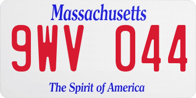 MA license plate 9WV044