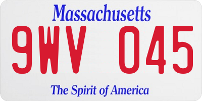 MA license plate 9WV045