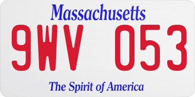 MA license plate 9WV053
