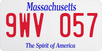 MA license plate 9WV057